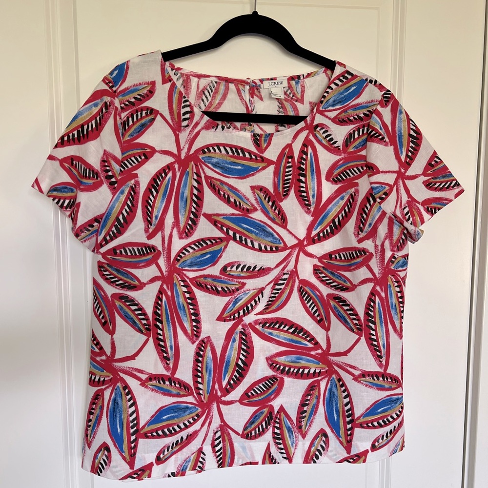 JCREW linen blend top SZ L LIKE NEW
